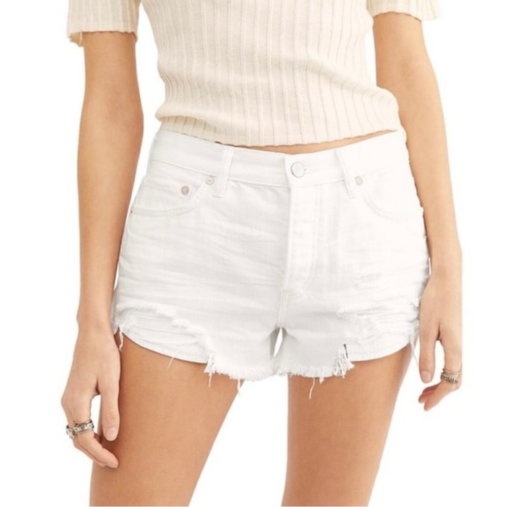 We the Free Loving Good Vibrations Cutoff Denim Jean Shorts White 28
